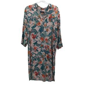 Soaked In Luxury Medium Dress NWT Tropical Pink Long Sleeve V Neck